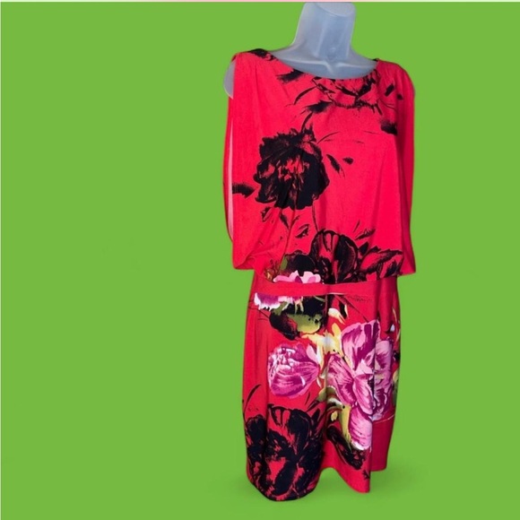 Studio I Blouson Dress Tropical Floral Print 12 - Picture 2 of 16